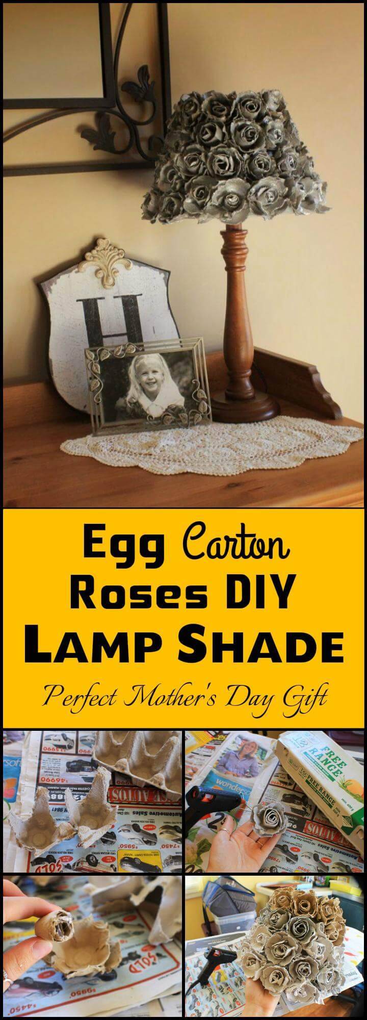 egg carton roses DIY lamp shade Mother's Day gift idea